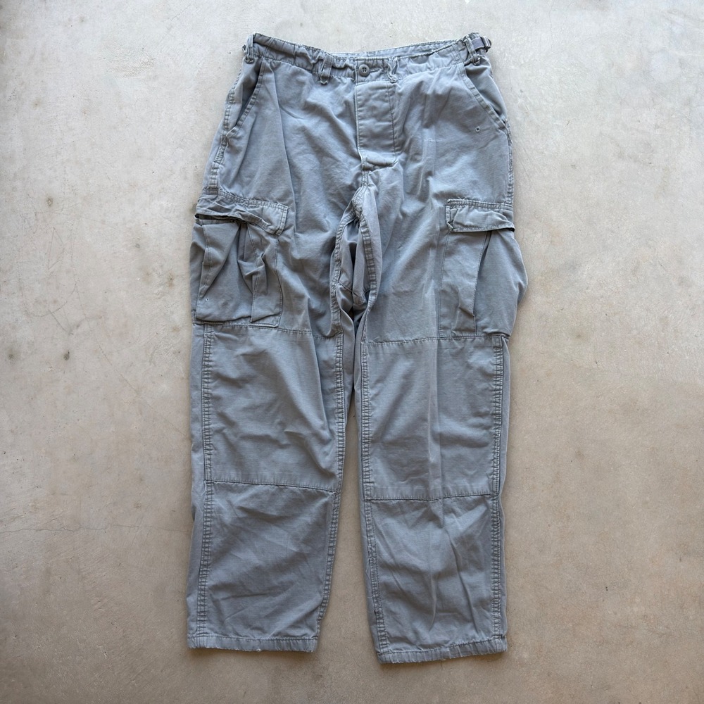 Vintage US Military BDU Cargo Pants Grey Ripstop Tactical Trousers Medium Long